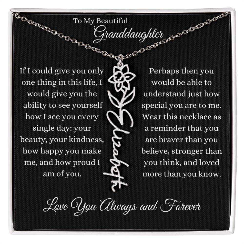 TO MY BEAUTIFUL GRANDDAUGHTER | Flower Name Necklace