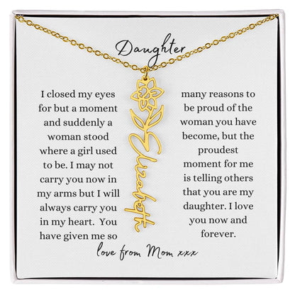 DAUGHTER LOVE MOM | Flower Name Necklace