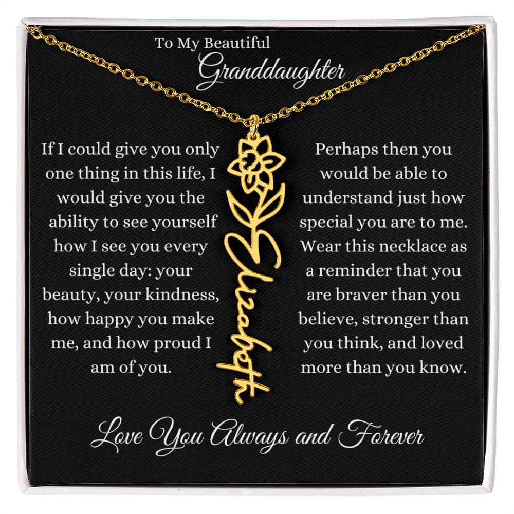 TO MY BEAUTIFUL GRANDDAUGHTER | Flower Name Necklace