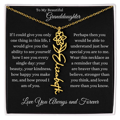 TO MY BEAUTIFUL GRANDDAUGHTER | Flower Name Necklace
