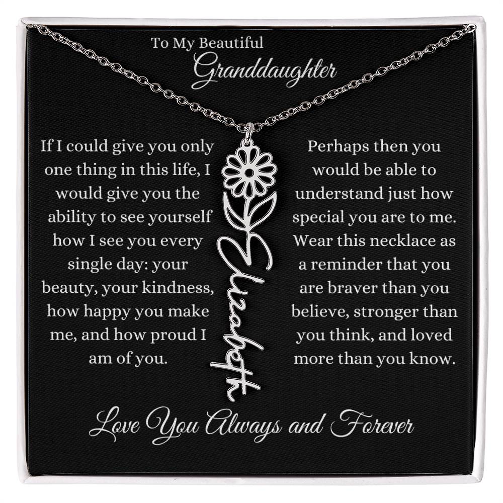 TO MY BEAUTIFUL GRANDDAUGHTER | Flower Name Necklace