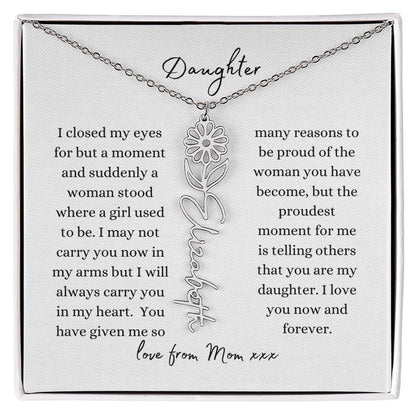 DAUGHTER LOVE MOM | Flower Name Necklace