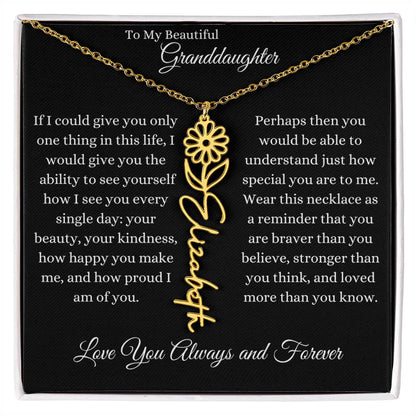 TO MY BEAUTIFUL GRANDDAUGHTER | Flower Name Necklace