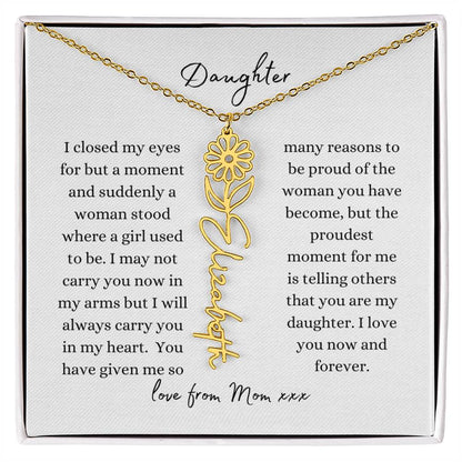 DAUGHTER LOVE MOM | Flower Name Necklace