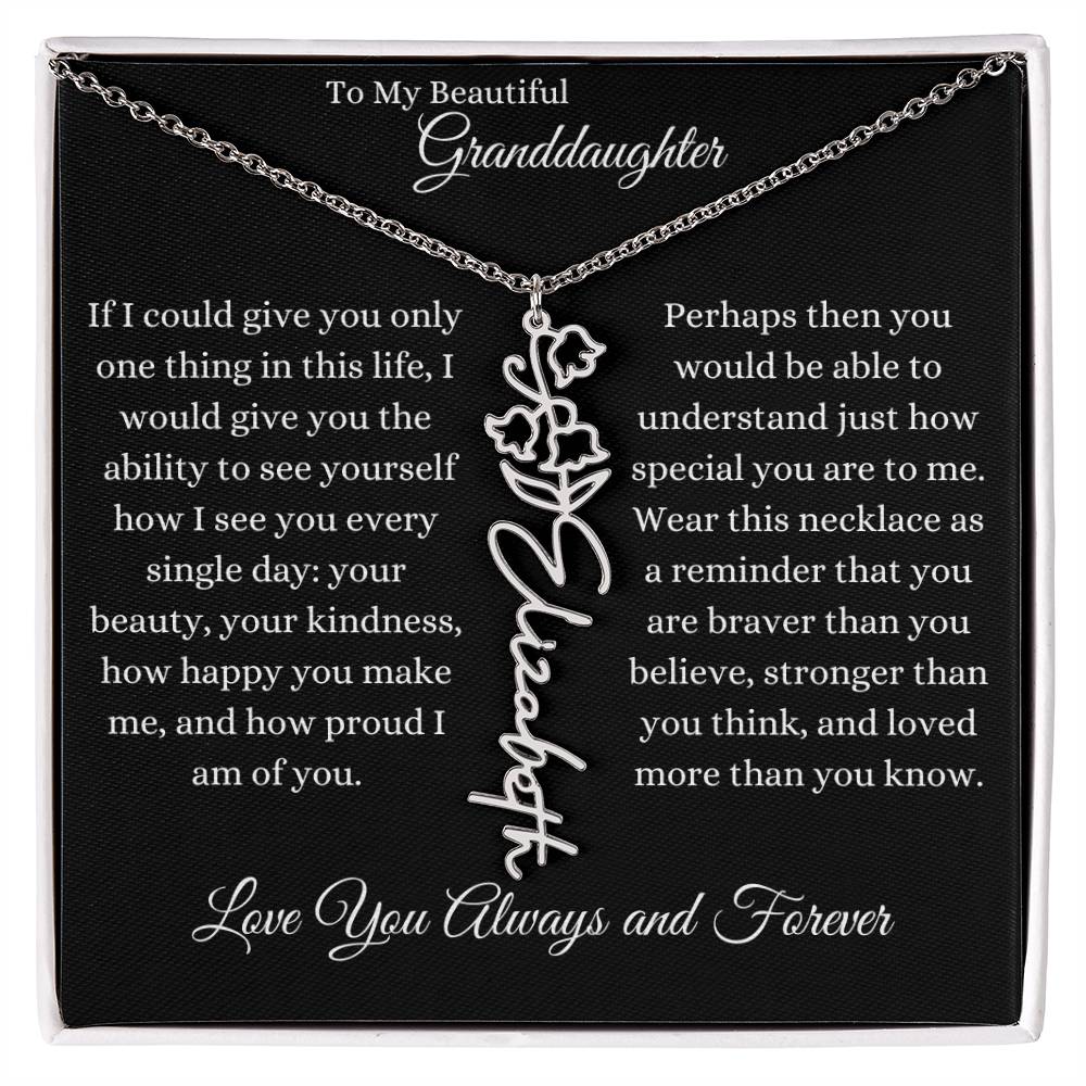 TO MY BEAUTIFUL GRANDDAUGHTER | Flower Name Necklace