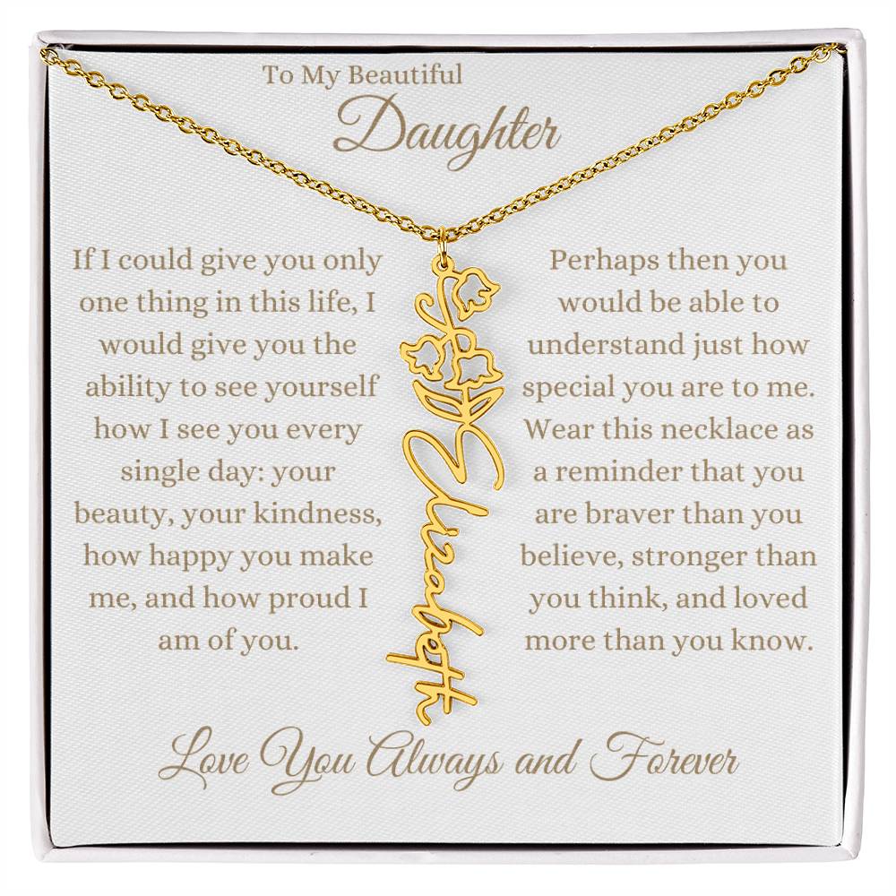 TO MY BEAUTIFUL DAUGHTER | Flower Name Necklace