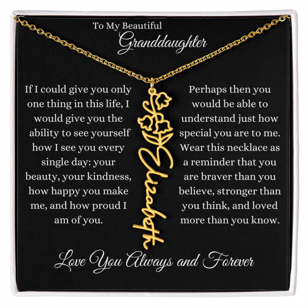 TO MY BEAUTIFUL GRANDDAUGHTER | Flower Name Necklace