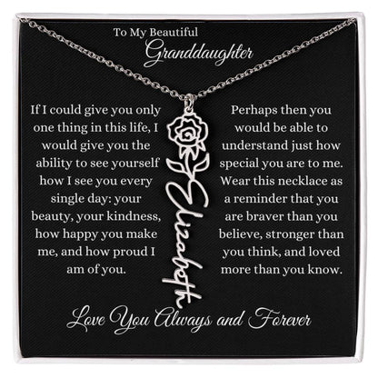 TO MY BEAUTIFUL GRANDDAUGHTER | Flower Name Necklace