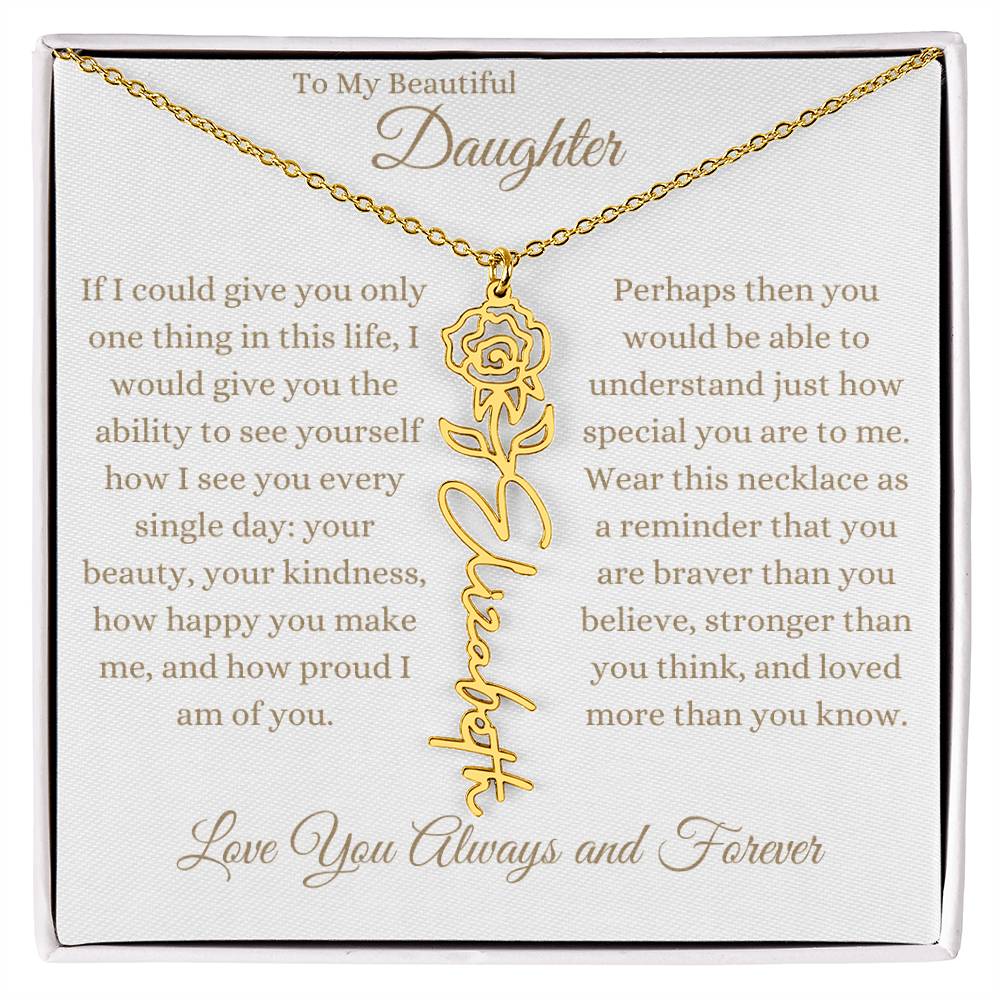 TO MY BEAUTIFUL DAUGHTER | Flower Name Necklace