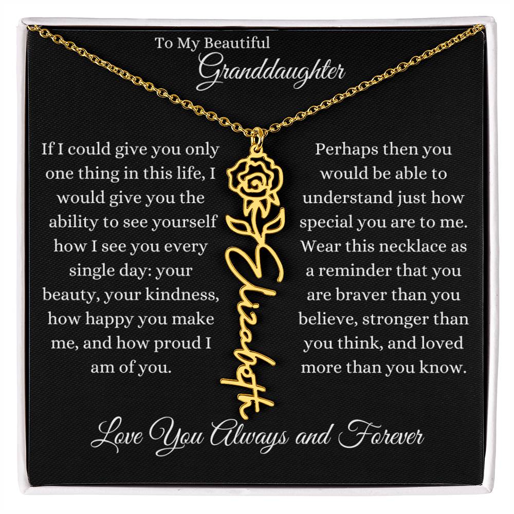 TO MY BEAUTIFUL GRANDDAUGHTER | Flower Name Necklace