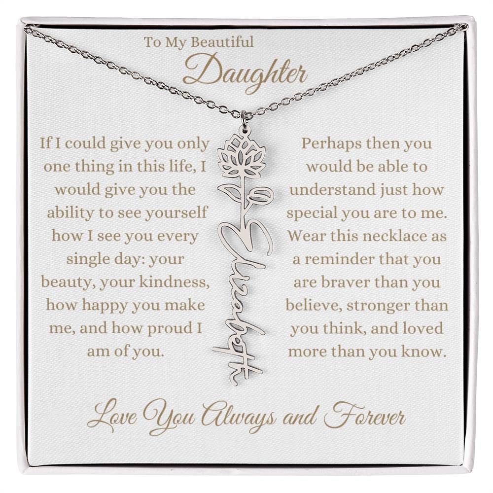 TO MY BEAUTIFUL DAUGHTER | Flower Name Necklace