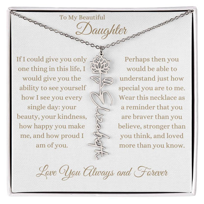 TO MY BEAUTIFUL DAUGHTER | Flower Name Necklace