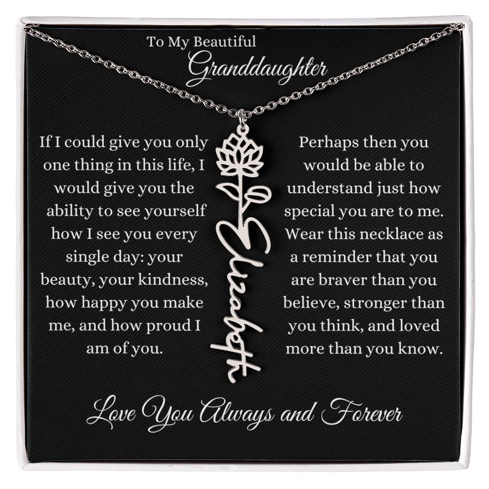 TO MY BEAUTIFUL GRANDDAUGHTER | Flower Name Necklace