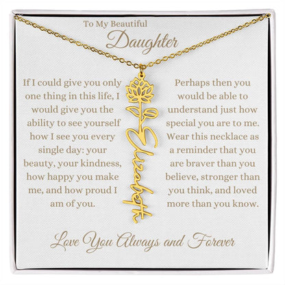 TO MY BEAUTIFUL DAUGHTER | Flower Name Necklace