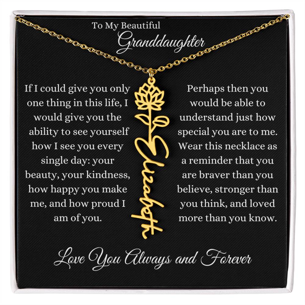 TO MY BEAUTIFUL GRANDDAUGHTER | Flower Name Necklace