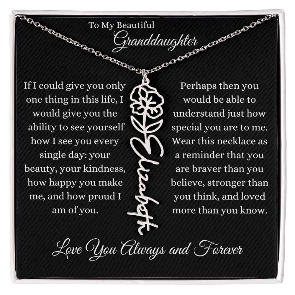 TO MY BEAUTIFUL GRANDDAUGHTER | Flower Name Necklace