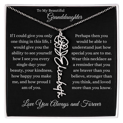 TO MY BEAUTIFUL GRANDDAUGHTER | Flower Name Necklace