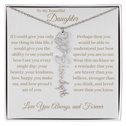 TO MY BEAUTIFUL DAUGHTER | Flower Name Necklace