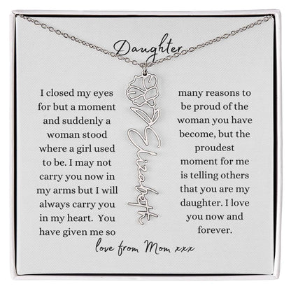 DAUGHTER LOVE MOM | Flower Name Necklace