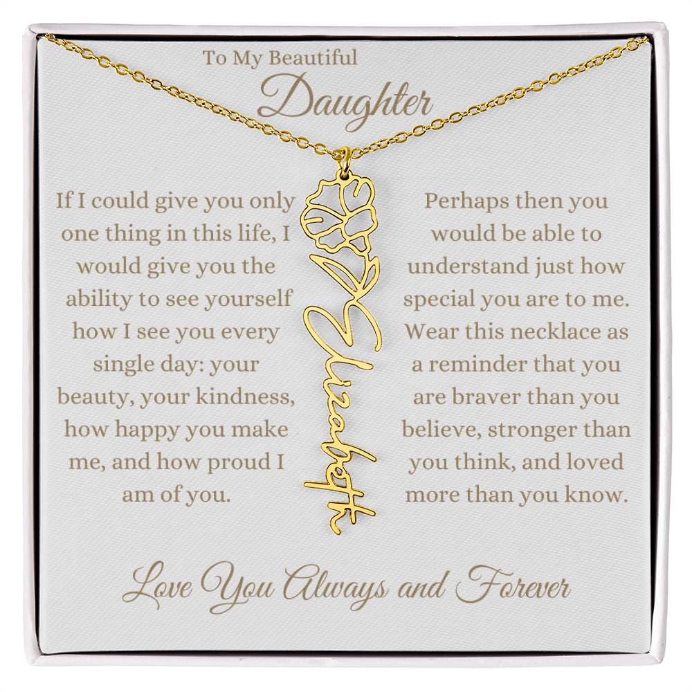 TO MY BEAUTIFUL DAUGHTER | Flower Name Necklace