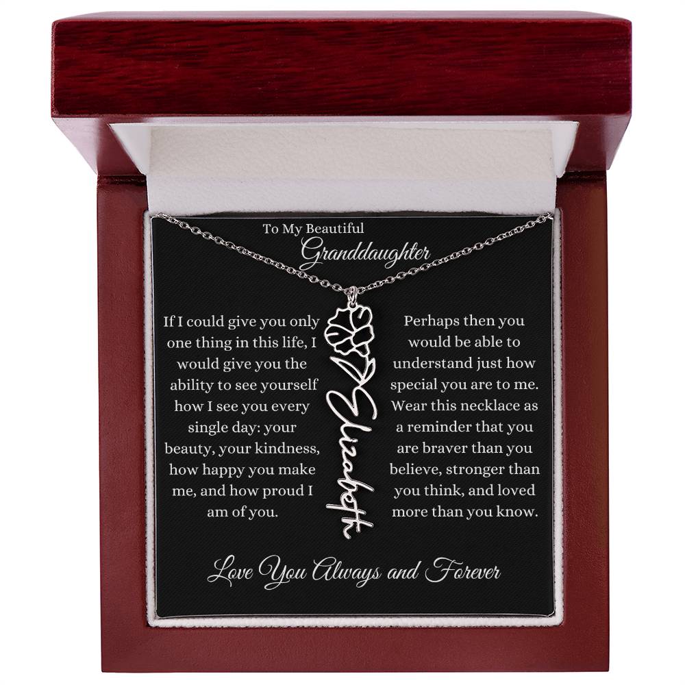 TO MY BEAUTIFUL GRANDDAUGHTER | Flower Name Necklace