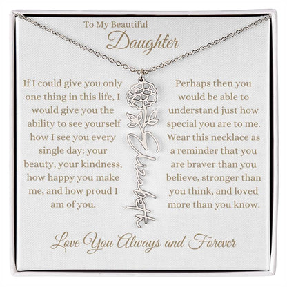 TO MY BEAUTIFUL DAUGHTER | Flower Name Necklace