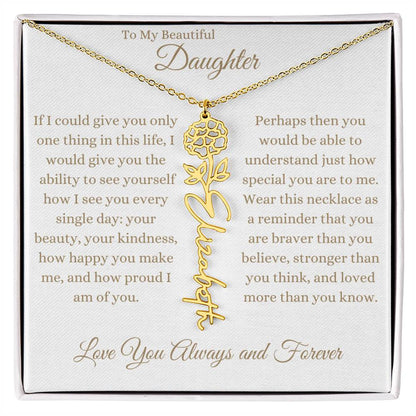 TO MY BEAUTIFUL DAUGHTER | Flower Name Necklace