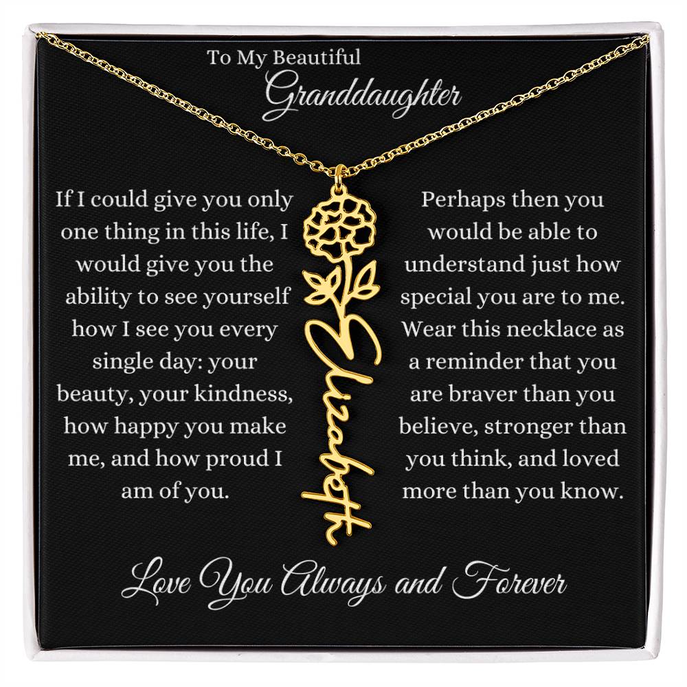 TO MY BEAUTIFUL GRANDDAUGHTER | Flower Name Necklace