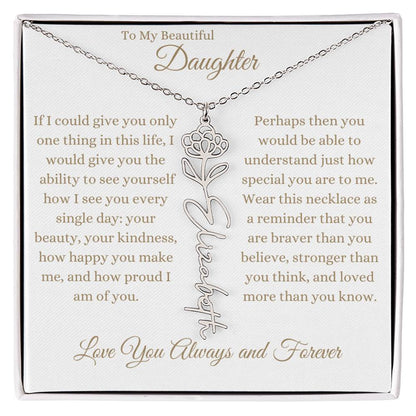 TO MY BEAUTIFUL DAUGHTER | Flower Name Necklace