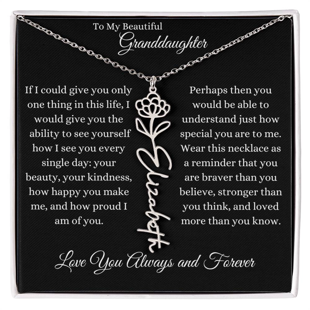 TO MY BEAUTIFUL GRANDDAUGHTER | Flower Name Necklace