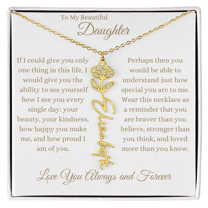 TO MY BEAUTIFUL DAUGHTER | Flower Name Necklace