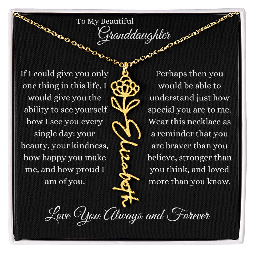 TO MY BEAUTIFUL GRANDDAUGHTER | Flower Name Necklace