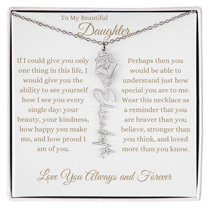 TO MY BEAUTIFUL DAUGHTER | Flower Name Necklace