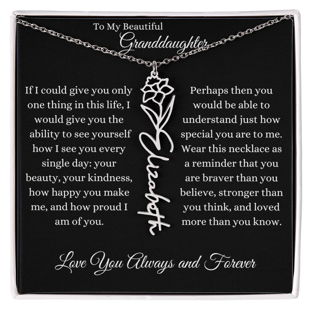 TO MY BEAUTIFUL GRANDDAUGHTER | Flower Name Necklace