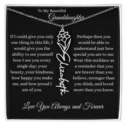 TO MY BEAUTIFUL GRANDDAUGHTER | Flower Name Necklace