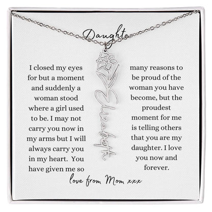 DAUGHTER LOVE MOM | Flower Name Necklace