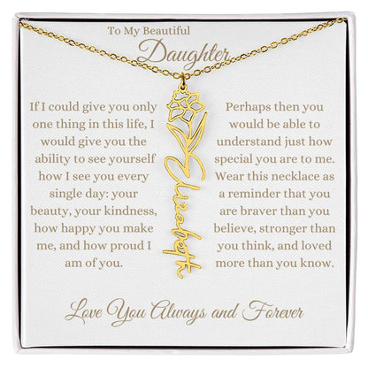 TO MY BEAUTIFUL DAUGHTER | Flower Name Necklace