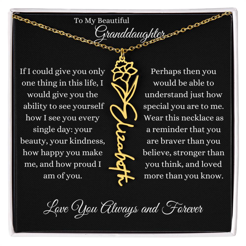 TO MY BEAUTIFUL GRANDDAUGHTER | Flower Name Necklace