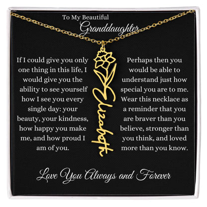TO MY BEAUTIFUL GRANDDAUGHTER | Flower Name Necklace
