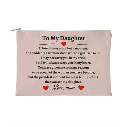To My Daughter | Beige Zippered Pouch