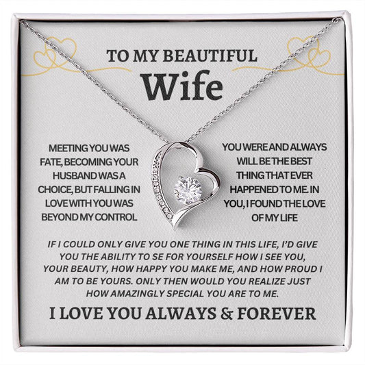 TO MY BEAUTIFUL WIFE | Gift for your Wife | Forever Love Necklace