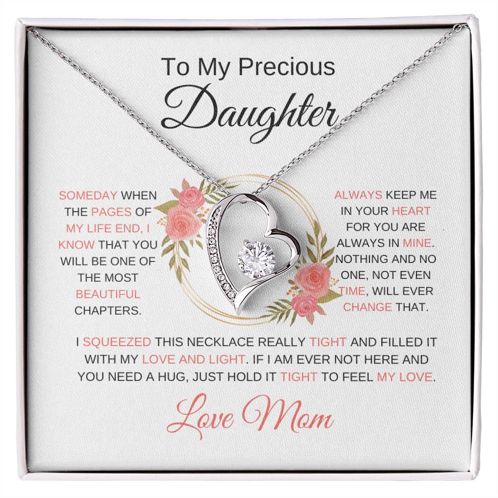 TO MY PRECIOUS DAUGHTER | Love Mom | Heart Necklace