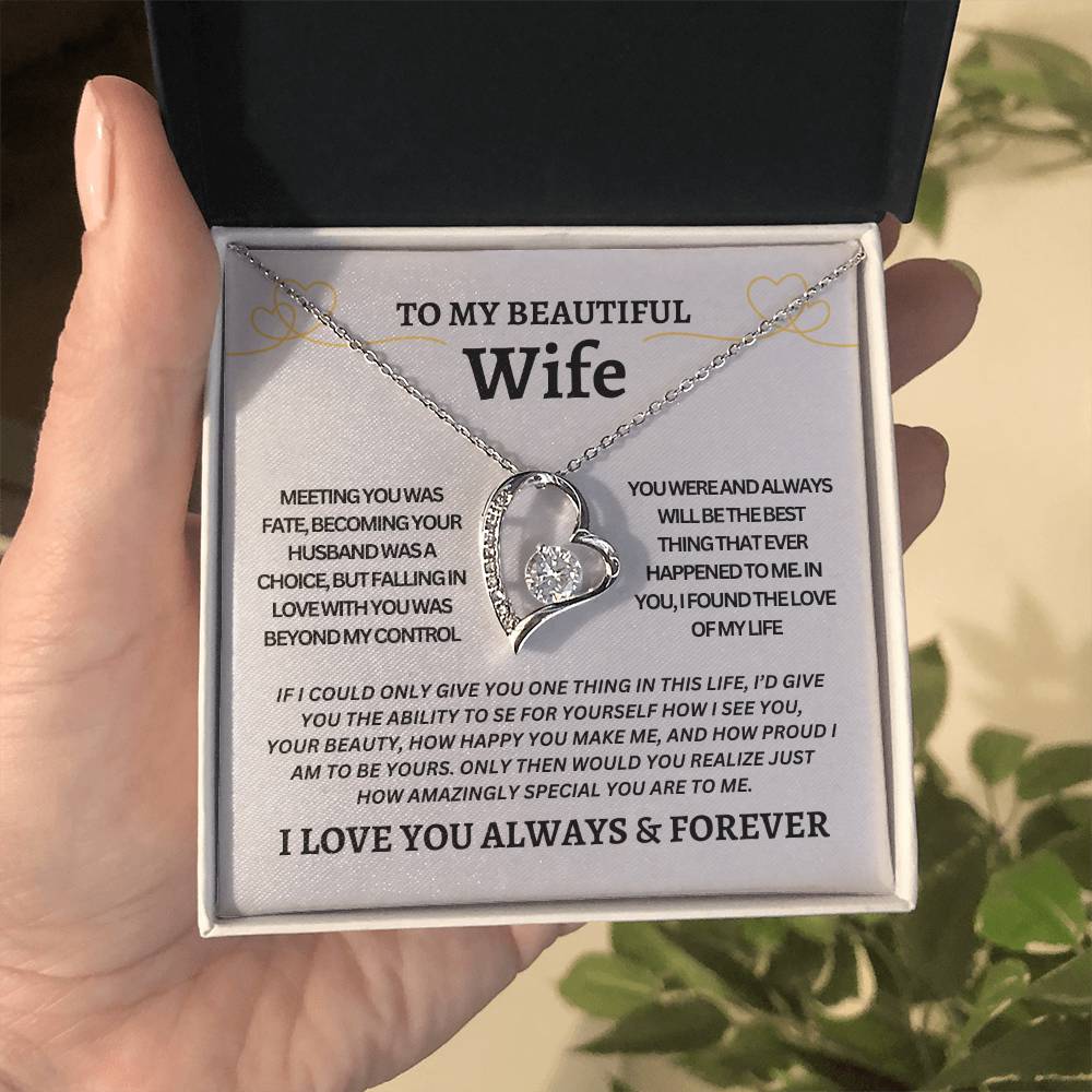 TO MY BEAUTIFUL WIFE | Gift for your Wife | Forever Love Necklace