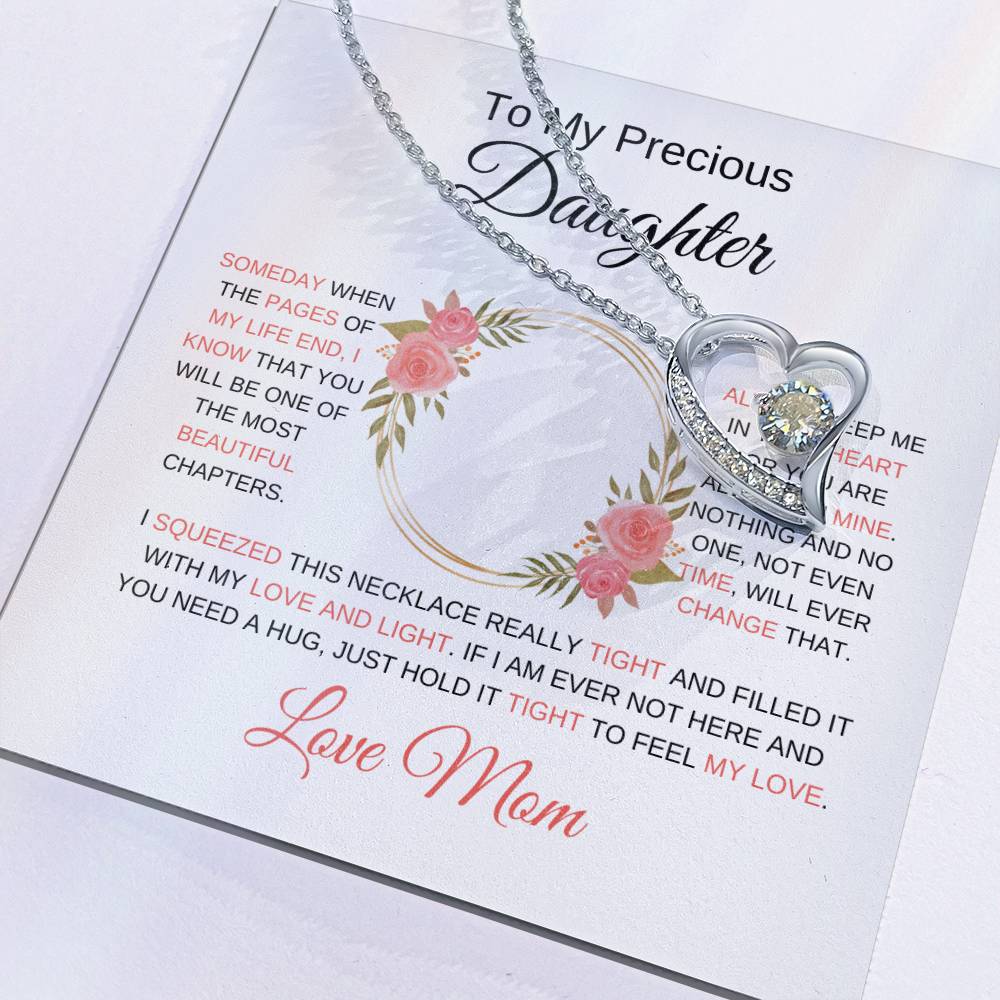 TO MY PRECIOUS DAUGHTER | Love Mom | Heart Necklace