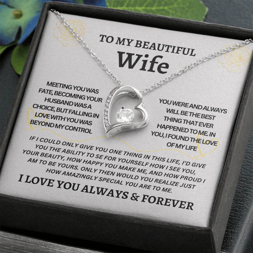 TO MY BEAUTIFUL WIFE | Gift for your Wife | Forever Love Necklace