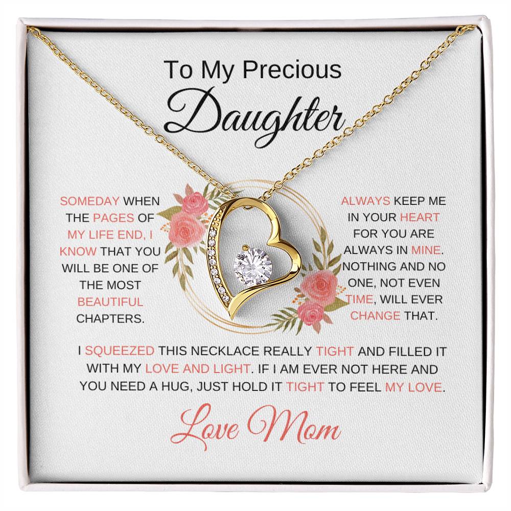 TO MY PRECIOUS DAUGHTER | Love Mom | Heart Necklace