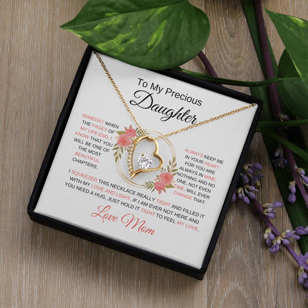 TO MY PRECIOUS DAUGHTER | Love Mom | Heart Necklace