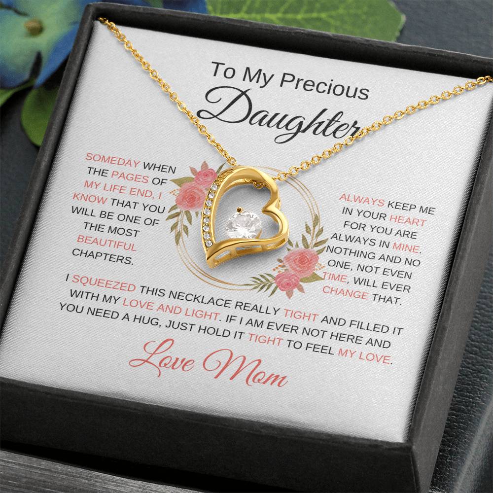 TO MY PRECIOUS DAUGHTER | Love Mom | Heart Necklace