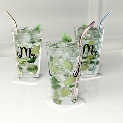 Mr. and Mrs. Wedding Date Glassware